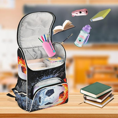 Soccer Backpack with Reflective Strip for Kids Boys Girls Elementary School Bag Removable Chest Strap