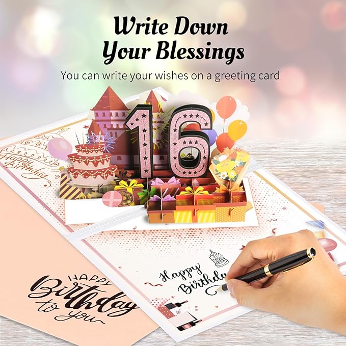 Sweet 16th Birthday Card for Girls Daughter,Jumbo Pop Up Sweet 16th Birthday Cards for Granddaughter Sister, Sweet 16th Birthday Decorations for 16 Year Old Girl Daughter Funny Birthday Gifts, Review of 2009, Pink