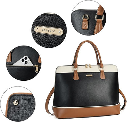 Telena Laptop Tote Bag for Women, 15.6 Inch Shoulder Tote Bag Leather Briefcase for Women, Large Capacity Handbag Bags