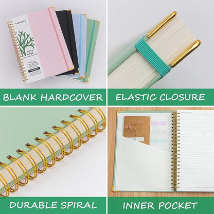 Hardcover Spiral Notebook, 8.5 x 11 IN Notebooks College Ruled, 110 GSM Thick Lined Paper Notebooks for Work, School and Travel, 300 Pages Journals for Writing, Large Journal for Women and Men Green