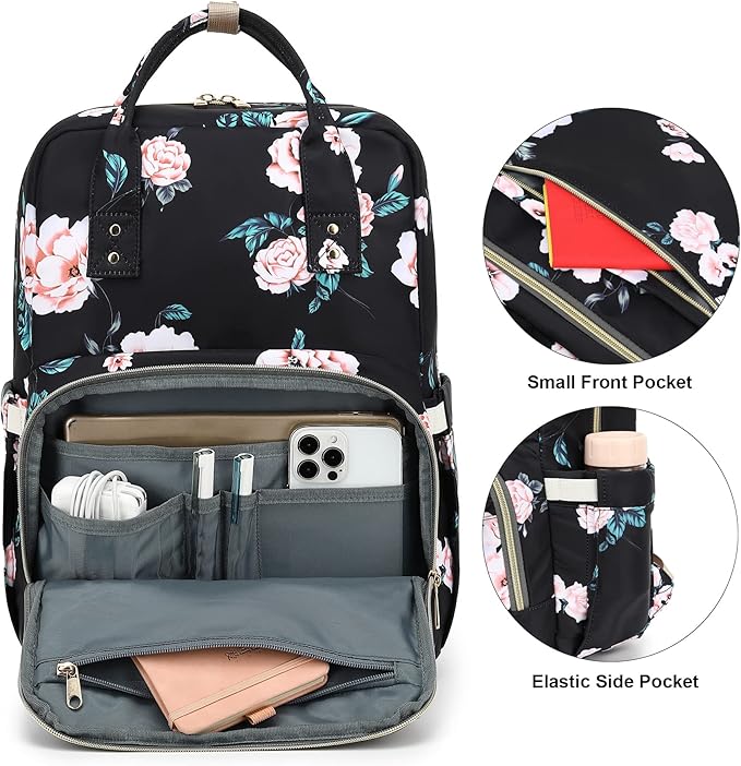 Floral Laptop Backpack College Bookbag School Backpack for Women Girls, Travel Backpack 15.6 Inch Computer Backpacks