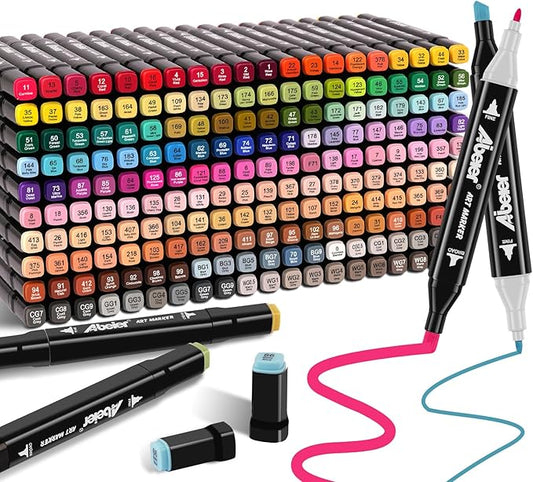 204 Colors Alcohol Markers Set, Dual Tips Blender Art Markers for Drawing, Permanent Sketch Markers for Kids adult coloring, Alcohol Based Markers, Adults Coloring and Artist Illustration.