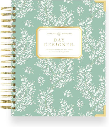 Day Designer 2025 Daily Planner – Premium Planner for Stylish Organization. Combines Monthly Calendar, Hourly Schedule, To-Do List, Gratitude, Goal Setting, Inspirational Quotes, Stickers & More. Elegant laminated Cover with Gold Accents (Graceful)