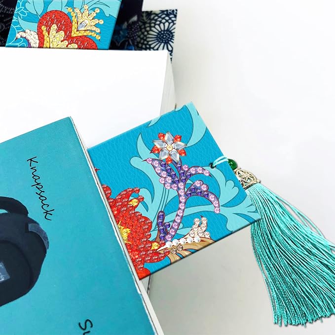 pigpigboss Lotus Flower Bookmark Diamond Painting Kit 2 Pieces Diamond Painting Arts Flower Bookmark Diamond Painting Set for Adult Book Decor Bookmark Diamond Dot (21 X 6 CM)