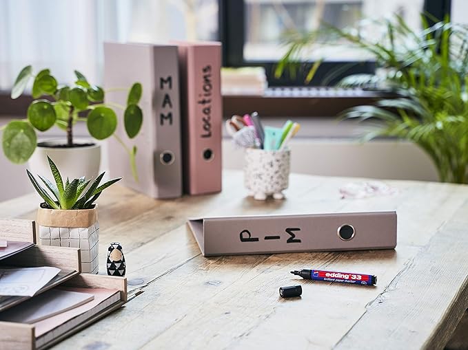 edding 33 brilliant paper marker - blue - 1 waterproof permanent marker - chisel nib 1-5 mm - vibrant colours - lightfast marking on paper, card, cardboard, plastic, metal and glass