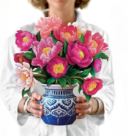 Freshcut Paper Pop Up Cards, Peony Paradise 12 inch Paper Flower Bouquet Greeting Cards with Blank Note Card & Envelope, Birthday Gifts for Women