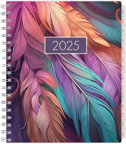 Essential PRO 2025 Daily, Weekly & Monthly Planner, 7"x9": 14 Months (Nov 2024 - Dec 2025) Monthly Tabs,Daily Tracking,Notes Pages,Storage Pocket,Bookmark w Sticky Notes (Pastel Peacock)