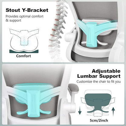 FelixKing Drafting Chair Ergonomic Tall Office Chair, Breathable Mesh Chair with Adjustable Footrest Ring Lumbar Support Flip-up Armrests, High Back Executive Comfy Task Computer Chair for Home Office