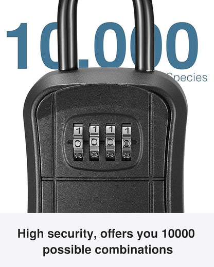 Puroma Key Lock Box, Portable Combination Lockbox Wall-Mounted Key Storage Box for House Keys, Resettable Code Safe Security Lock Box for Home, Office, Apartment Spare Key Storage (1 Pack, Pure Black)