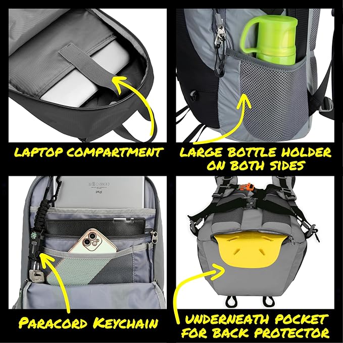 Reflective Motorcycle Backpack Lightweight, Water Resistant Casual Daypack with Laptop Pocket for Safe Commuter, Biking, and Daily Use. 35L Sport bookbag to Avoid Accidents (black backpack)