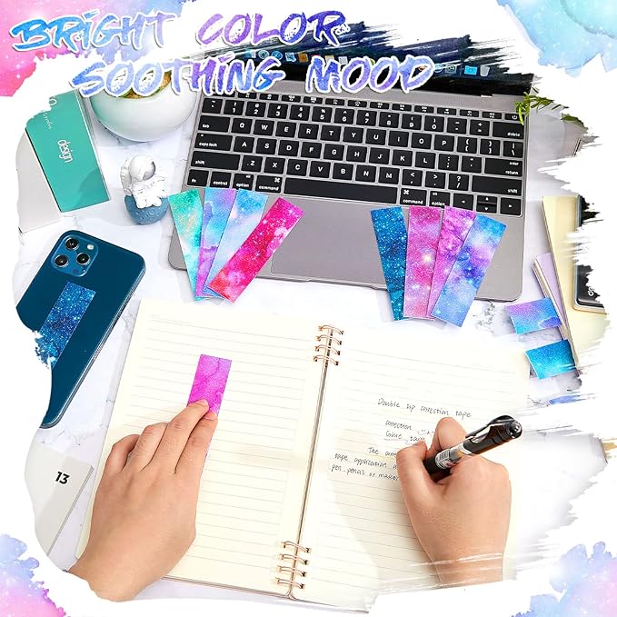 36 Pieces Anxiety Sensory Stickers Cute Fidget Textured Strips Toys Anti Stress Tactile Rough Sensory Calm Textured Strips Adhesives Anxiety Relief for Adults Teens Desk Classroom (Ink and Starry Sky)