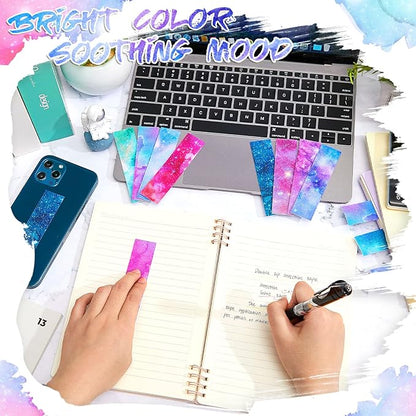 36 Pieces Anxiety Sensory Stickers Cute Fidget Textured Strips Toys Anti Stress Tactile Rough Sensory Calm Textured Strips Adhesives Anxiety Relief for Adults Teens Desk Classroom (Ink and Starry Sky)