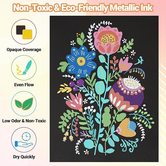 Metallic Markers for Scrapbooking: 12 Scrapbook Markers, Scrapbook Metallic Pens for Black Paper, Rock, DIY Card Decorative, Wedding, Graduation Scrapbook Supplies, Dual Tips Scrapbooking Pens