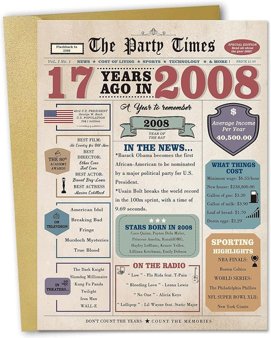 17th Birthday Card, Gifts for 17 Year Old Boy Girl, 17th Birthday Decorations for Son Daughter from Dad Mom