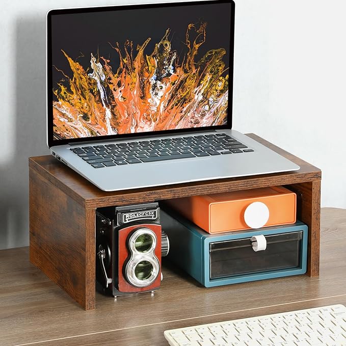 TEAMIX Higher Monitor Stand Riser-6.7 inch, Monitor Riser with Storage for Desk Small Monitor Stand TV/Screen/PC/Laptop Riser Computer Stand Desktop Shelf