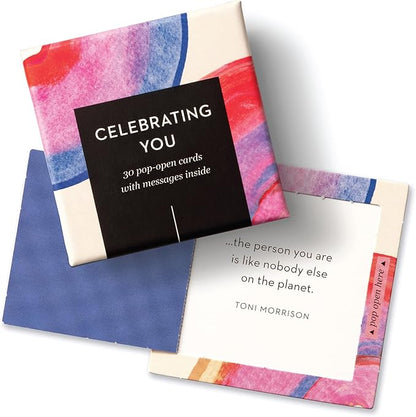 Compendium ThoughtFulls Pop-Open Cards — 4-Pack of Celebrating You, Be Happy, Happy Day, Smile — 120 Pop-Open Cards, Each with a Different Message Inside