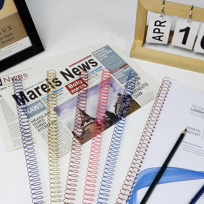 Rayson 15.9mm Spiral Metal Coil for Binding, 4:1 Pitch, 48-Loops, 5/8" Metal Coils Binding 140 Sheets Capacity, Multicolor & Pack of 100