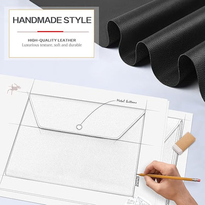 Toplive Document File Folder, Waterproof PU Leather A4 Letter Envelope Folder Case File Organizer Dual Layers Stylish Document Holder with 8 Card Holder 2 Pen Loop for Travel Office School, Black