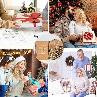 INSADA Christian Prayer Journal Spiral Notebooks Bulk with Pens - Small Notepads (4.13”x5.43”) - Easter Gifts for Women men,Church Members & Bible Study Groups (30 sets Brown)