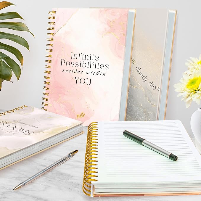 Hardcover Spiral Journal, 10.25" x 7.25", 300-Page Large College-Ruled Notebook for Women, Ideal for Writing, Journaling, Note-Taking, Work, School