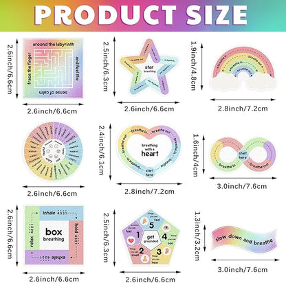 Libima 72 Pieces Anxiety Sensory Stickers Anxiety Textured Stickers Fidget Stickers Mindfulness Sticker School Counselor Supplies Adult Sensory Items Anxiety Relief, 9 Styles(Rainbow Color)