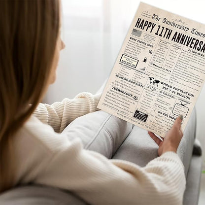 Jumbo 11th Anniversary Cards Gifts for Wife Husband Couple, Romantic 11 Year Wedding Anniversary Decorations for Women Men, Jumbo Steel Anniversary Card for Him Her