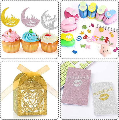 24 Sheets Pink Glitter Cardstock Paper, A4 Premium Sparkly Paper for Scrapbook, DIY Projects, Party Decoration, Gift Box Wrapping 250GSM/92lb