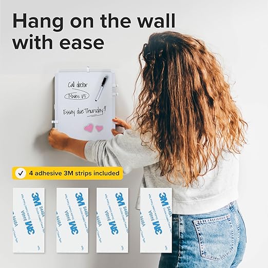 X-Bet Dry Erase Board, 14"x11", White & Modern Frame, Includes 5 Markers - Ideal for Kids, Students & Home Office