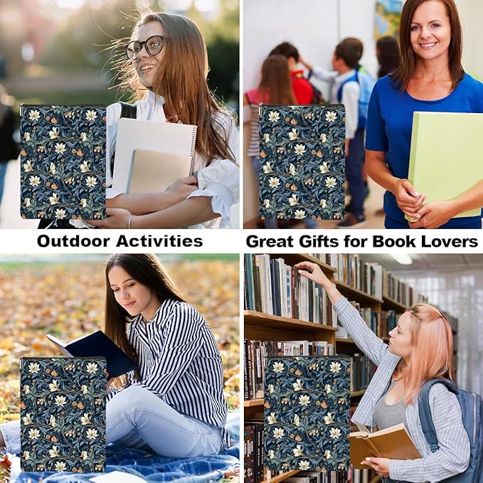 Botanical Book Sleeve, Classic Flower Book Covers for Paperbacks, Floral Book Pouch Book Protector, Book Lovers Gifts for Women Girls Teacher, Book Accessories Book Club Gifts Christmas Birthday Gifts