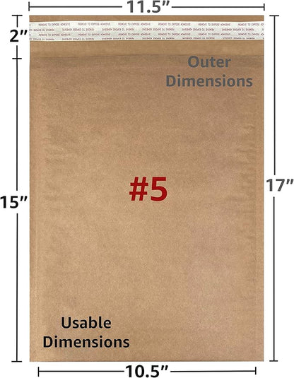 Honeycomb paper padded envelope sealable mailers (50, #5-10.5" x 15")