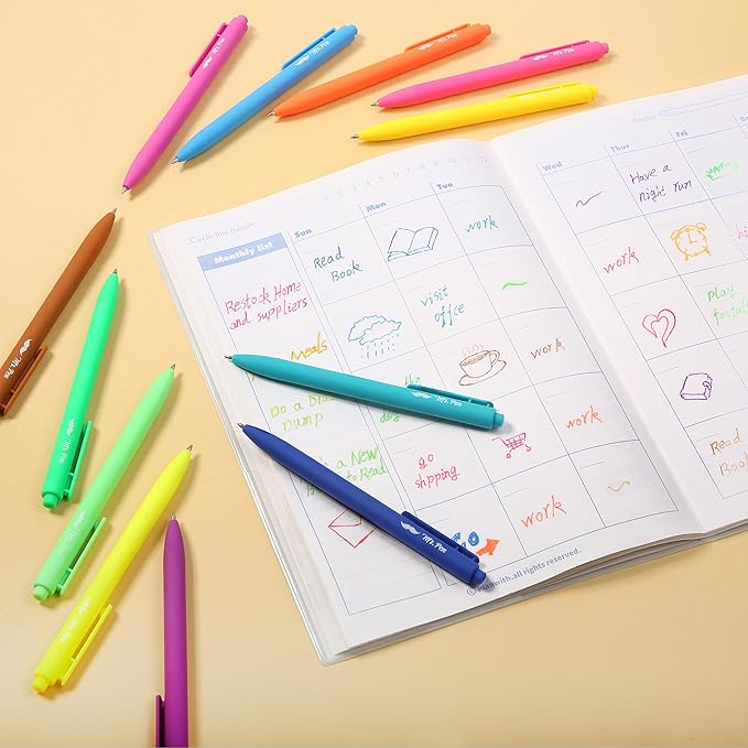 Mr. Pen- Retractable Gel Pens, 12 Pack, Bright Color Ink Gel Pens, Gel Pens Fine Point 0.7mm, Retractable Pens, Cute Pens, Gel Ink Pens, Aesthetic Pens for Journaling Fine Tip Pens