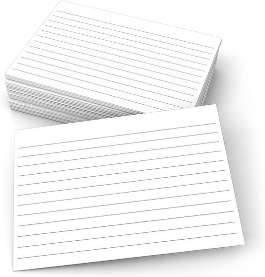 321Done Ruled Index Cards - Made in USA - Small 3x5 Horizontal (Set of 50), Narrow Ruled Lined Notecards Double-Sided, Thick Heavy Duty Cardstock, Simple Note Cards with Lines, White