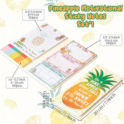 B1ykin Sticky Notes Set - Cartoon Theme Cute Self-Stick Notes Pad Teacher Appreciation Gifts， Self-Adhesive Writing Memo Pages Sticky to Do Notepad for Kids Employee School Office (Pineapple)