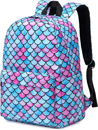 Mermaid School Backpack for Teens Girls, Womens College Bookbags Kids School Bags Laptop Backpacks