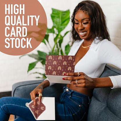 VNS Creations 100 Pack Blank Cards and Envelopes 4x6 - Plain Blank Note Cards with Envelopes & Stickers for All Occasions - Greeting Notes Colored Stationery Set, Assorted Colors - Fall