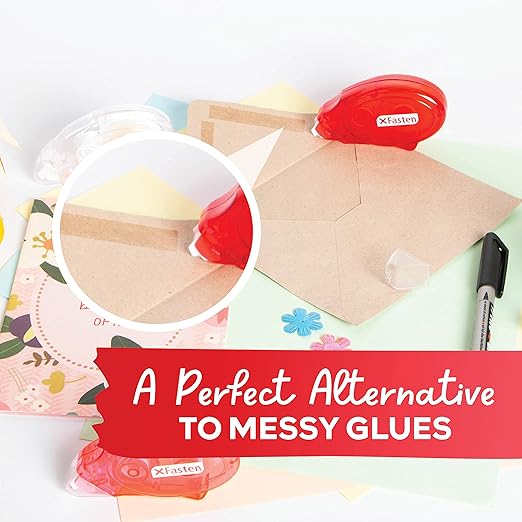 Double Sided Tape for Scrapbooking, 8mm x 30ft 8-Pack Multicolor Adhesive Tape Roller Runner, Jam-Free Craft Tape Ideal Scrapbook Album Kit-XFasten