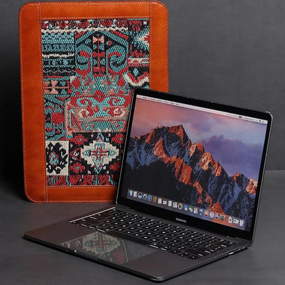 15 Inch Laptop Sleeve for MacBook Air 15 M3 Laptop Case,Genuine LeatherLaptop Cover for MacBook Air 15 M2 (2023),Laptop Protective Pouch Compatible All 14 Inch Laptop,Brown