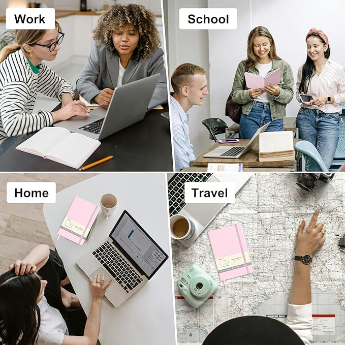 Comix Lined Journal Notebook for Women Men, Journaling Notebooks for Office School Home, Pink, 240 Pages, 5.5" x 8.3", College Ruled, A5, Hardcover