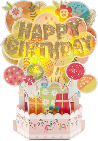 Hallmark Paper Wonder Musical Pop Up Birthday Card (Mylar Balloon Explosion, Plays Happy Birthday)