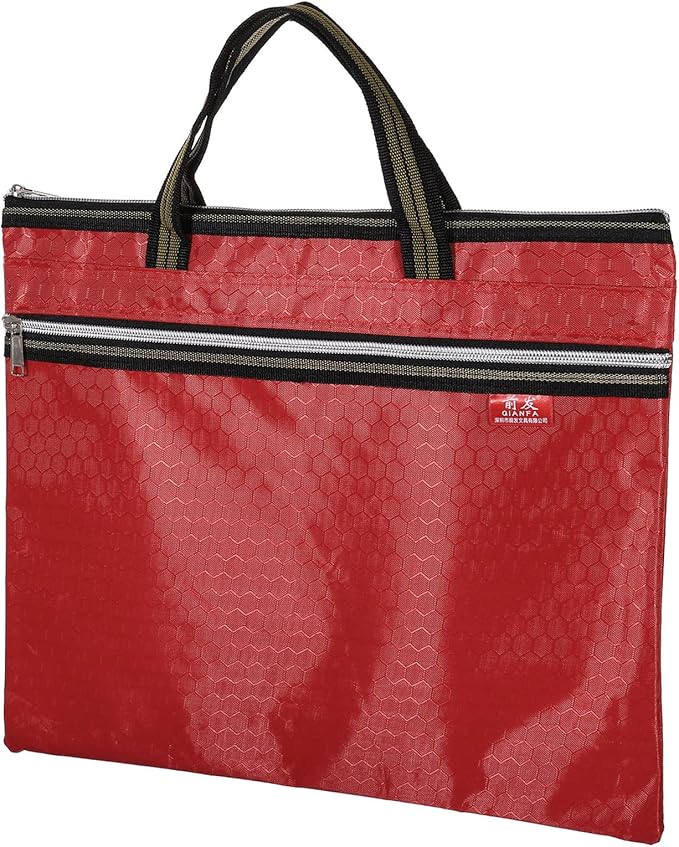 PATIKIL Waterproof Zipper File Bag, Documents Books Tools Storage Zip Pouch for Office Travel, Red