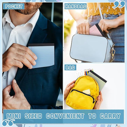 Lincia 24 Pcs 4" x 6" Legal Pad Writing Notepads Small Legal Pad College Ruled 30 Sheets Multiple Color Lined Note for Work 80 Gsm Paper for Grocery List Shopping List (Earthy Color)