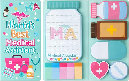 B1ykin Sticky Notes Set - Cartoon Theme Cute Self-Stick Notes Pad Teacher Appreciation Gifts， Self-Adhesive Writing Memo Pages Sticky to Do Notepad for Kids Employee School Office (Medical Assistant)