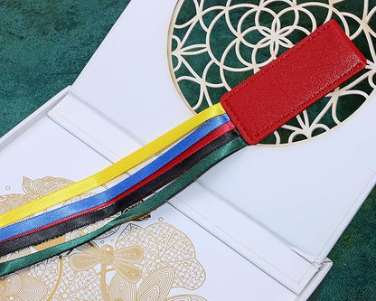 Bible Ribbon Bookmark Artificial Leather Multiple Page Marker with 5 Color Ribbons for Book Lover Reader Teacher Student Christmas Gift (Red)