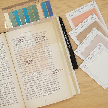 Pastel Transparent Sticky Notes, 4 Pads 3X3 Inch See Through Annotating Sticky Notes for Annotating, Bible Journaling Supplies, Office School Supplies, 50 Sheets/Pad