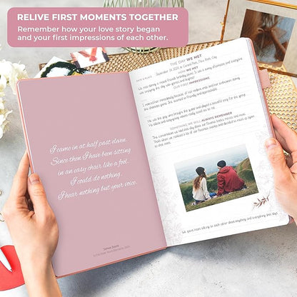 Clever Fox Anniversary Journal – Couple Memory Book & Photo Album with Writing Space – Wedding, Bridal Shower & Married Couple Gifts (Peach Pink)