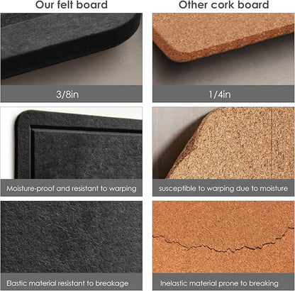 Large Bulletin Board - 48 x 48 Inches, Decorative Felt Pin Board for Wall - 4' x 4' Foldable Photo Display Board with Self-Adhesive Tape, Includes 20 Push Pins - Black