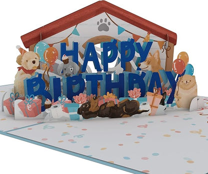 Lovepop Birthday Pop-Up Card for Her, Him, Men, Women - 3D Animal Greeting Cards - It's Pawty Time - 5" x 7" - Blank Notecard & Envelope Included