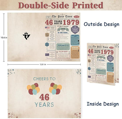 46th Birthday Gifts Men Women, 46th Birthday Card for Him Her, 46 Year Old Birthday Decorations for Husband Wife