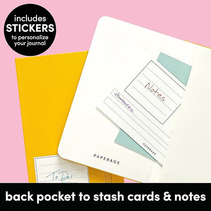 PAPERAGE Lined Pocket Journal Notebook, 1 Pack, (Cognac), 160 Pages, Small, 3.6 inches x 5.6 inches - 100 GSM Thick Paper, Hardcover