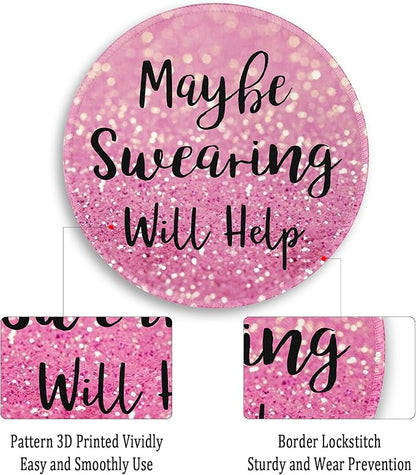 Gctriki Computer Mouse Pad, Funny Pink Round Mouse Pads for Desk Travel Work Laptop Gaming, Cute Pink Home Office Supplies Desk Accessories Decor Inspirational Gifts for Women